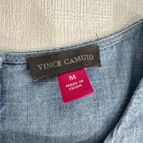 Vince Camuto embroidered denim jumpsuit flutter sleeve size M - Picture 13 of 16